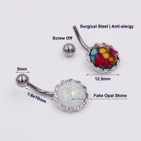 Piercing de ópalo falso Chapado en titanio para el Ombligo, joyería corporal de acero, 14G, 1 unidad - details 1