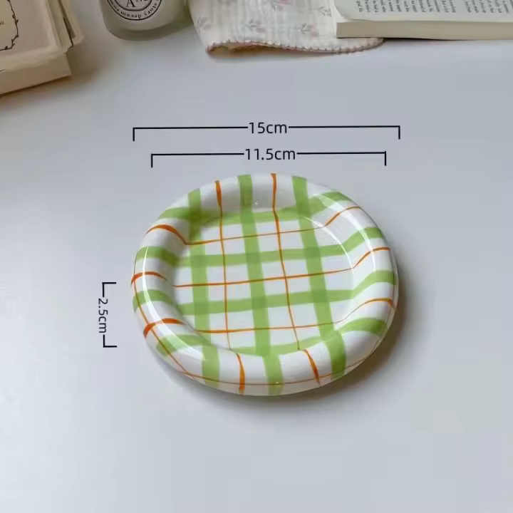 Bonita plato único de cerámica coreana para pastel, comida, cena, desayuno, postre, ensalada, plato decorativo, mesa - 1