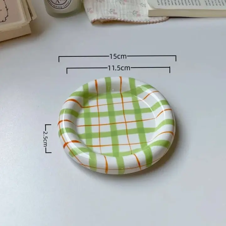 Bonita plato único de cerámica coreana para pastel, comida, cena, desayuno, postre, ensalada, plato decorativo, mesa - 1