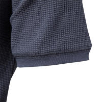 Camiseta de manga corta de punto con cuello Henry, camiseta informal de cuello redondo de color sólido para hombre, camiseta de gofre de talla europea - details 8