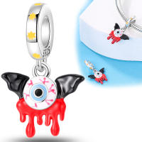 Abalorio de calabaza escalofriante que brilla en la oscuridad, Pulsera Original de Plata de Ley 925 para fabricación de joyas - details 5