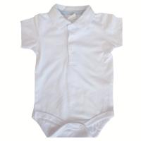 Body Bebé - Manga Corta Algodón - Polo Clásico Liso, Cuello Botones + Broches Antifugas - 2 Piezas Azul Claro/Blanco - Ropa Niño Cómoda - Verano - 061306 - details 4