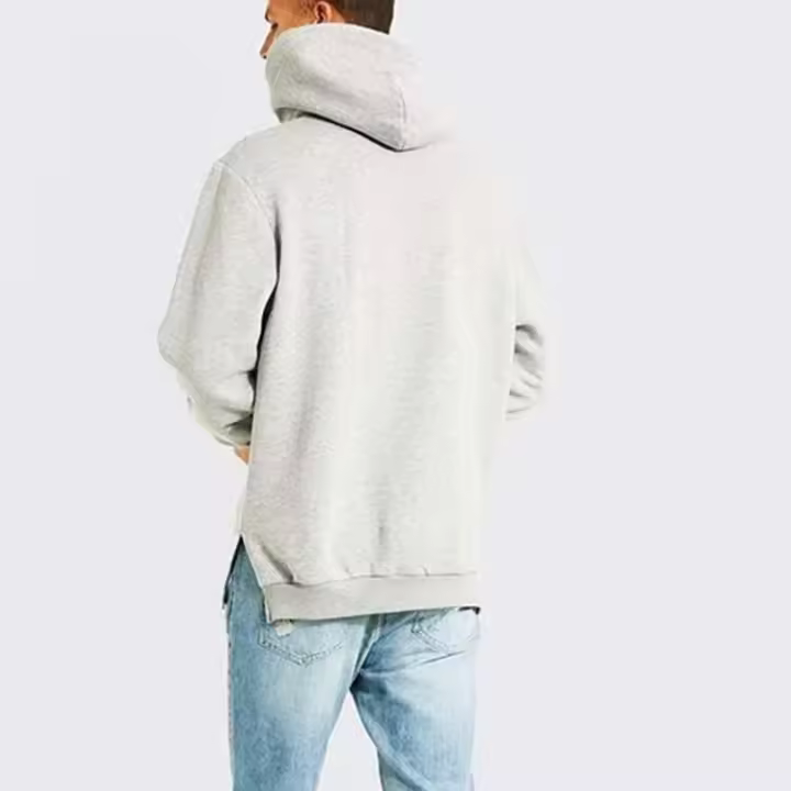 Sudaderass Por Mayor's Side Slit Color sólido Ropa deportiva inalámbrica para hombres Ropa de calle Sudadera con capucha unisex de algodón pesado de punto - 1