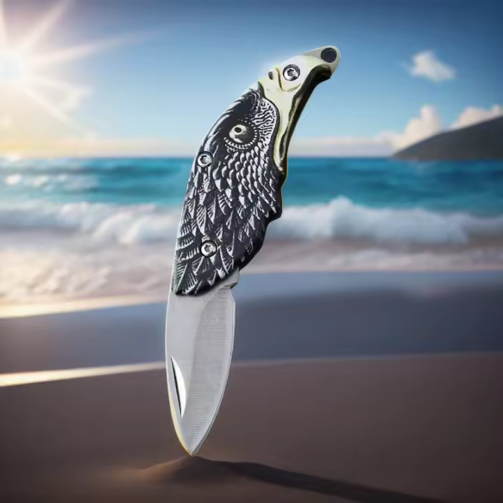 Cuchillo Plegable De Bolsillo Con Llavero Multifuncional Para Caza Y Camping Regalo Para Padre Acero Inoxidable Fijación De Mango - 1