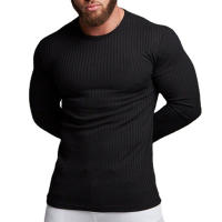Jersey clásico de cuello alto para hombre, Jersey de punto con tejido acanalado, ajustado, color negro, para primavera y otoño, nueva moda - details 4