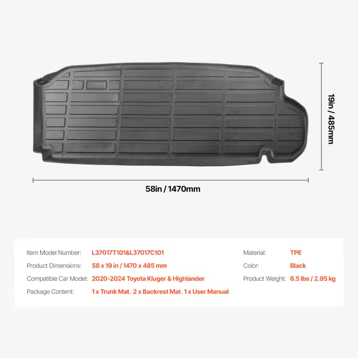 SucceBuy Alfombrilla de carga, alfombrilla para maletero de SUV de ajuste preciso, color negro - 1