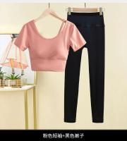 Tre de mujer, top de manga corta, camiseta de yoga, conjunto de body deportivo para correr, conjunto de gimnasio - details 7
