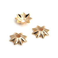 50 Uds. De cuentas redondas de latón de Color dorado de 18K, tapas de hojas de árbol y flores, suministros para hacer cuentas de joyería, accesorios Diy - details 0