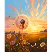 RUOPOTY Pintura al óleo de números con dientes de león bajo el sol Decoración para el hogar Diseño moderno Tamaño 40x50cm Material de lona Producto peligroso especial - details 0