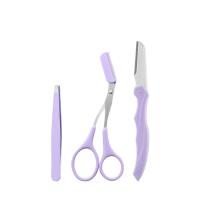 Set De 3 Herramientas De Maquillaje Portátiles Conjunto De Afeitar Y Peinar Para Cejas Con Tijeras Y Cepillo De Acero Inoxidable - details 4