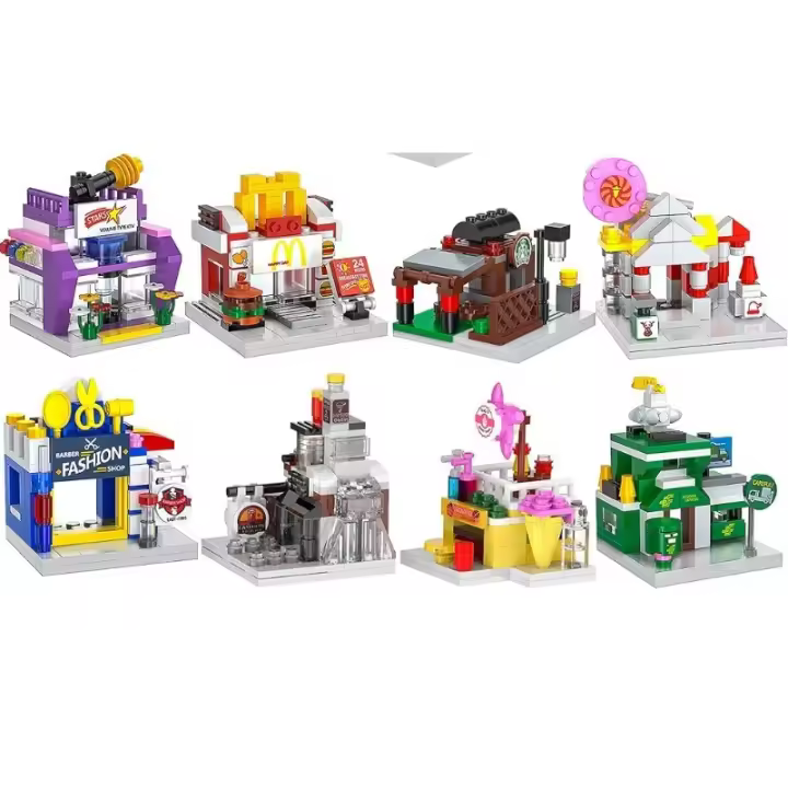 Juego de bloques de construcción de Casa de ciudad para niñas, Mini tienda de ciudad, vista de calle, juego de juguetes de ensueño, 8 paquetes - 1