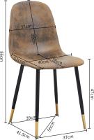 Juego de 4 sillas giratorias de ante para comedor con asiento acolchado, sillas de diseño para salón o cocina, con patas de metal negro, marrón - details 27