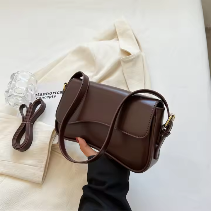 Bolso cruzado de cuero vintage para mujer, bandolera con solapa pequeña para hombro, axila, 20223 - 1