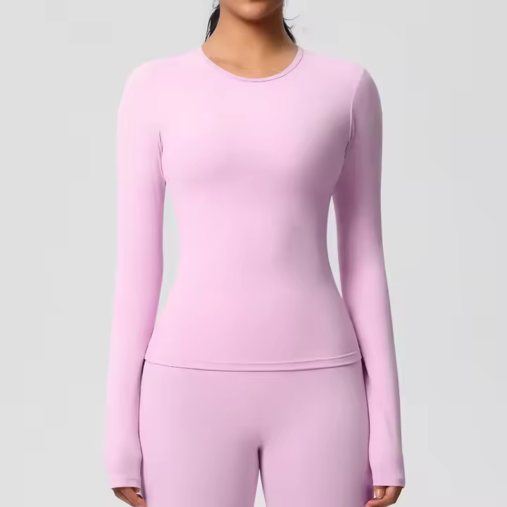 Camiseta de entrenamiento sin costuras para mujer, ropa deportiva de yoga de manga larga - 1