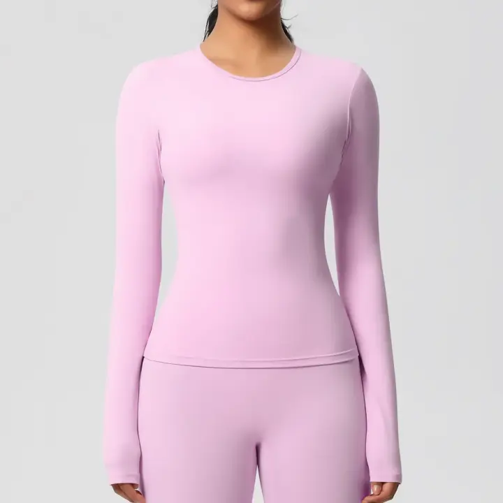 Camiseta de entrenamiento sin costuras para mujer, ropa deportiva de yoga de manga larga - 1