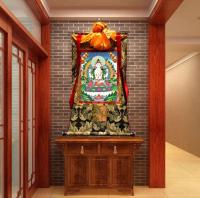 Cuatro brazos Avalokitesvara Thangka Xizang productos tibetanos pintados a mano interior de gran tamaño 120 cm de alto - details 2