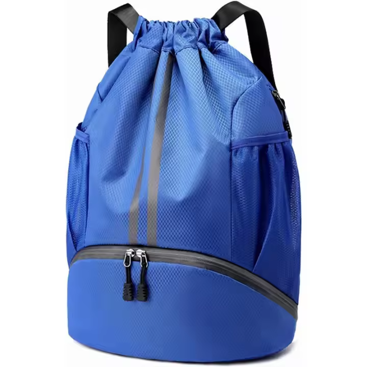 Mochila deportiva con cordón - Bolsa de gimnasio con cordón para natación con compartimento para zapatos y bolsillo impermeable para mujeres y hombres - 1