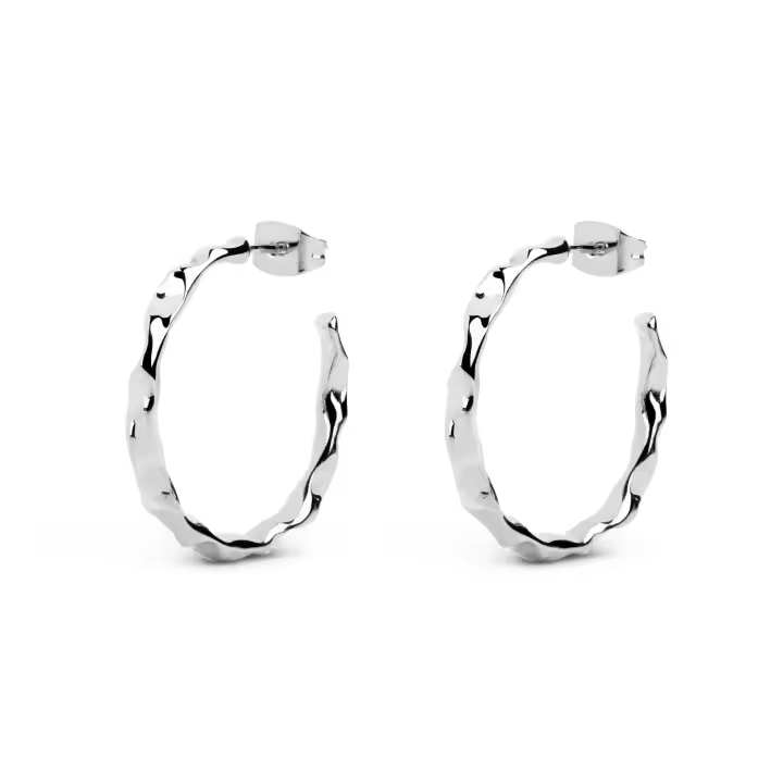 Pendientes Aro Lake - Pendientes en Latón con Acabado Baño de Oro de 18 Kt o en Baño de Rodio - Pendientes Ligeros de Aro con Cierre Tuerca a Presión - 1