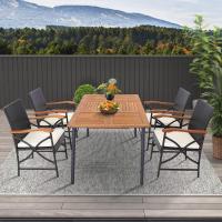 2 Silla Ratan, Sillas Jardin Exterior con Cojín Suave con Cremallera, Marco de Metal Resistente, Sillas Terraza Mimbre, 62 x 56 x 89 cm, hasta 180 kg, Patio Trasero, Balcón, Piscina (Estilo 1) - details 7