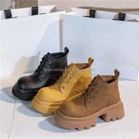 Zapatos de mujer de suela gruesa informales con logo Dropshipping, botines de cuero con aumento de altura - details 1
