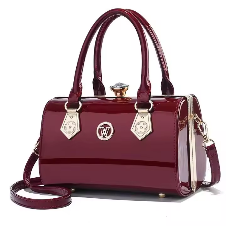 Bolso de mano de cuero brillante a la moda, bandolera de hombro con temperamento elegante para mujer Boston de gran capacidad, mochila de lujo de alta gama - 1