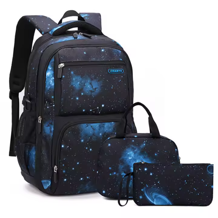 Mochilas escolares de nailon impermeables de 3 piezas para niños y adolescentes, bolsa de almuerzo, estuche para lápices - 1