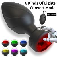 Luces LED de colores, vibración luminosa, tapón anal, control remoto inalámbrico, masajeador de próstata masculino y femenino, diversión anal para adultos - details 0