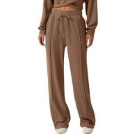 Pantalones de encaje con cintura elástica deportivos informales de pierna ancha para mujer, diseño de color sólido - details 6