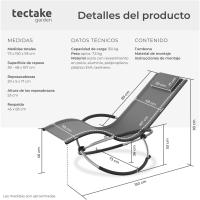 Tumbona Plegable con Balancín Tumbona de Playa Ergonómica Tumbona de Piscina de Acero y Textileno - details 1