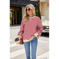 Sudaderas de cuello redondo a rayas para mujer con prendas de vestir exteriores de colores contrastantes - details 9
