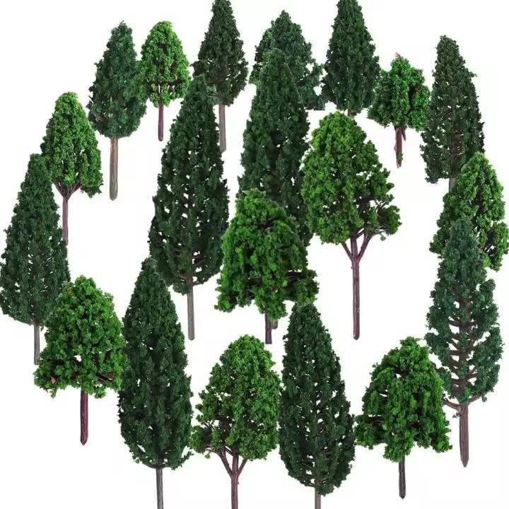 Modelos Miniatura de Árboles 24 Piezas Plástico para Bricolaje Ideal para Diorama de Tren y Paisaje - 1