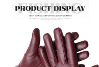 Guantes de piel de oveja para mujer, manoplas cortas de terciopelo fino para pantalla táctil, de cuero, de buena calidad, para invierno, 2226 - details 22