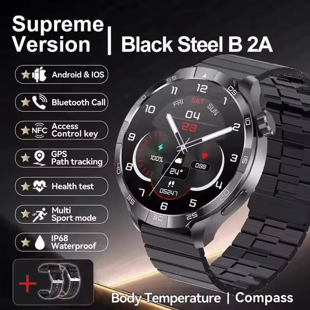 Nuevo 2025 Reloj deportivo inteligente GPS al aire libre impermeable 100 + reloj inteligente en modo deportivo  con pantalla de alta definición Bluetooth NFC Llamada Bluetooth de 1,85 pulgadas exclusivo para hombres - 1
