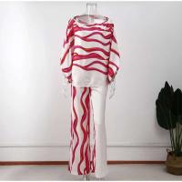 Conjunto de Pijama de Satén Impreso para Mujeres 2 Piezas, Hombro Descubierto, Pantalones Largos, Top de Cama Decoración del Hogar - details 6