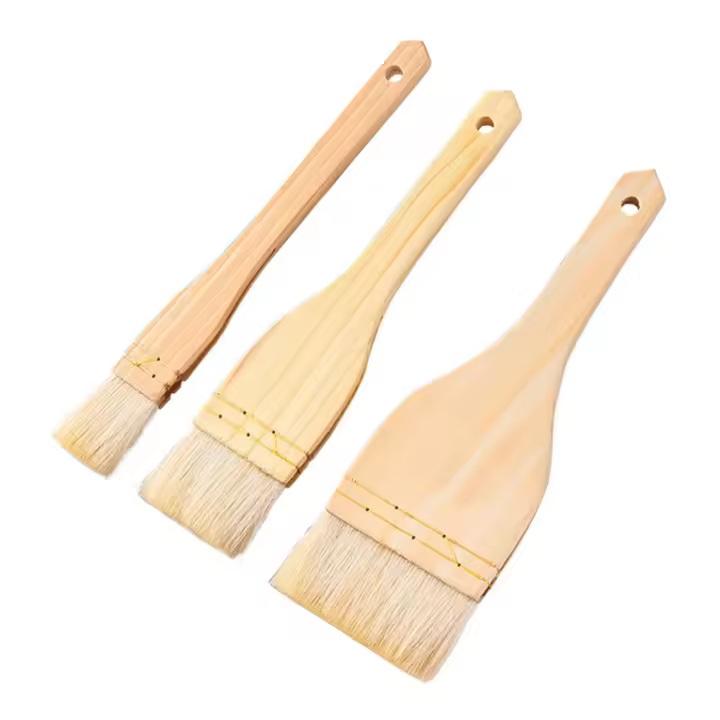 Cepillos de Aceite de Cocina de Madera Cepillo de Barbacoa Multifuncional para Tartas, Postres de Carne Accesorios de BBQ de Mango Largo - 1
