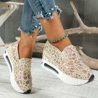 Zapatillas de deporte de malla con bordado Floral para mujer, zapatos de tacón cómodos informales sin cordones, novedad de 2023 - details 2