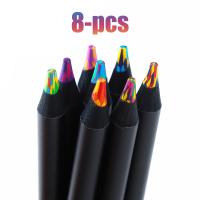 Lápices de arco iris de 8 piezas juego de lápices de 12 colores para niños lápiz de madera multicolor para dibujo suministros escolares - details 5