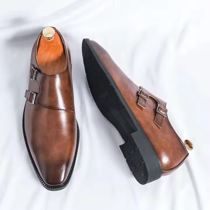 Vestido de hombre con hebilla de buey británico 2025 zapatos de cuero italianos de negocios formales de moda - 1