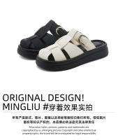 Sandalias retro hueco bolsa cabeza zapatillas nuevas versátiles ligeras casuales de mujer tipo muffin playa media fregona - details 9