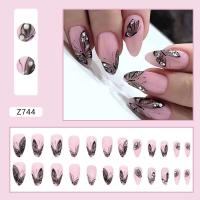 Artículo de Uñas de Almendra Desmontable con Diseño de Ondas Conjunto Completo de Puntes de Uñas Falsas Francéses de Tacón Alto - details 1