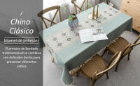 Mantel Elegante de Algodón Lino para Mesa Cuadrada Antimanchas con Bordado Impreso Decorativo para Reuniones Familiares en Cocina - details 0