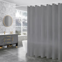 Cortinas de ducha de Color blanco, visillo de partición de tela de poliéster, impermeable, grueso, Color sólido, accesorios de baño para el hogar - details 11