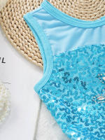 Vestido de baile de Ballet para niñas, sin mangas, lentejuelas brillantes, leotardo de malla, tutú, Ropa de baile, gimnasia, patinaje, disfraz de escenario actuación - details 11