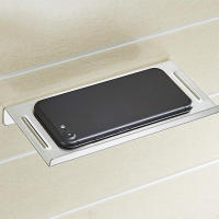Estante de teléfono de montaje en pared de acero inoxidable para baño, soporte para teléfono pequeño, estilo antideslizante y acabado cepillado plateado - details 1