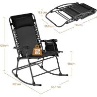 Plegable Carga 120KG con Reposabrazos y Apoyo para Cabeza 102x65,5x103 cm para Exterior Acampar Porche Balcón Beige - details 11