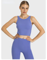 Sujetador Deportivo Inalámbrico SHINBENE para Mujer con Collar de Halter y Top de Yoga para Gimnasio con Bra Incorporado Sensación Desnuda en la Espalda - details 2