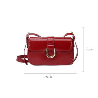 Bolso bandolera pequeño de charol para mujer con solapa, diseño vintage rojo - details 12