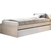 Cama de 90X190 con Dos cajones - Blanco/Natural - 67 x 95,8 x 194,8 - details 0