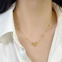 Collar de mujer con lazo premium de lujo ligero simple y versátil de acero inoxidable Black King - details 1