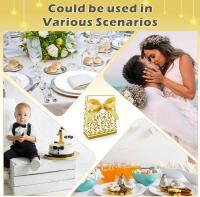 100 cajas de regalo para dulces de boda, cuadradas con patrón dorado y cuadradas con patrón plateado - details 2
